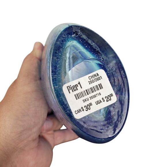 Vintage Margie's Garden Bubble Glass Art 10" & 5" Handblown Donut Hole Vase Set - Picture 7 of 12